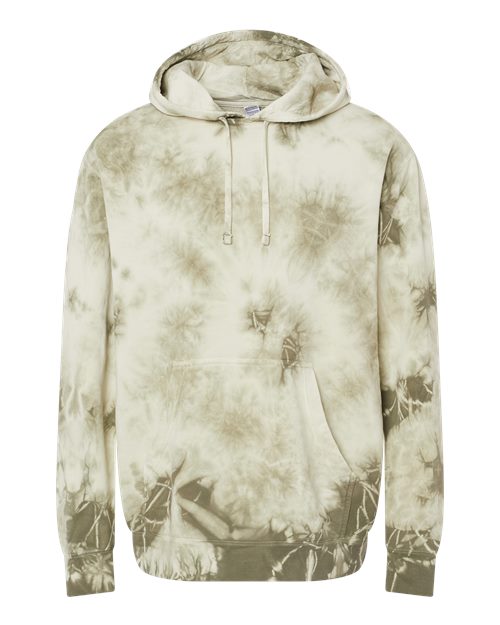 Unisex Midweight Tie-Dyed Hooded Sweatshirt - Tie Dye Olive Front
