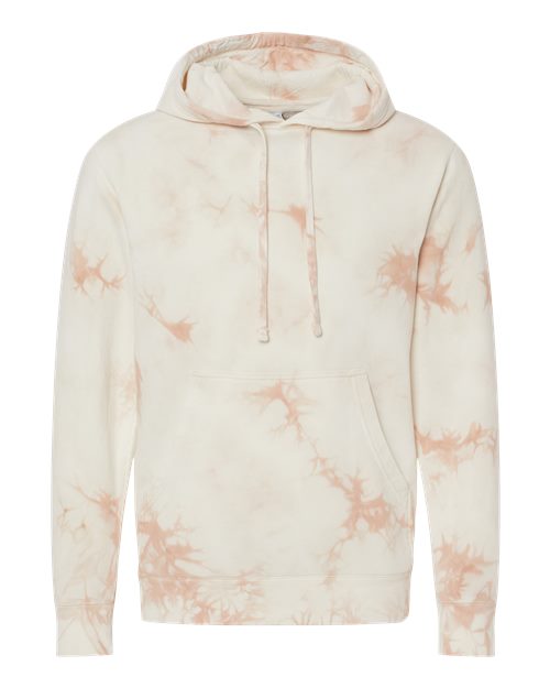 Unisex Midweight Tie-Dyed Hooded Sweatshirt - Tie Dye Dusty Pink Front