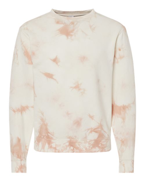 Unisex Midweight Tie-Dyed Crewneck Sweatshirt - Tie Dye Dusty Pink Front