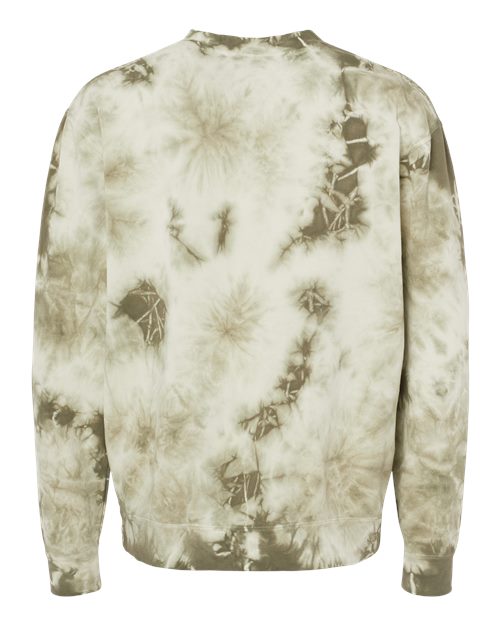 Unisex Midweight Tie-Dyed Crewneck Sweatshirt - Tie Dye Olive Back