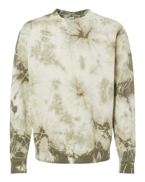 Unisex Midweight Tie-Dyed Crewneck Sweatshirt - Tie Dye Olive Front