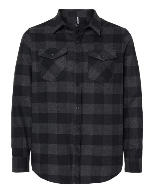 Unisex Flannel Shirt - Charcoal Heather/ Black Front