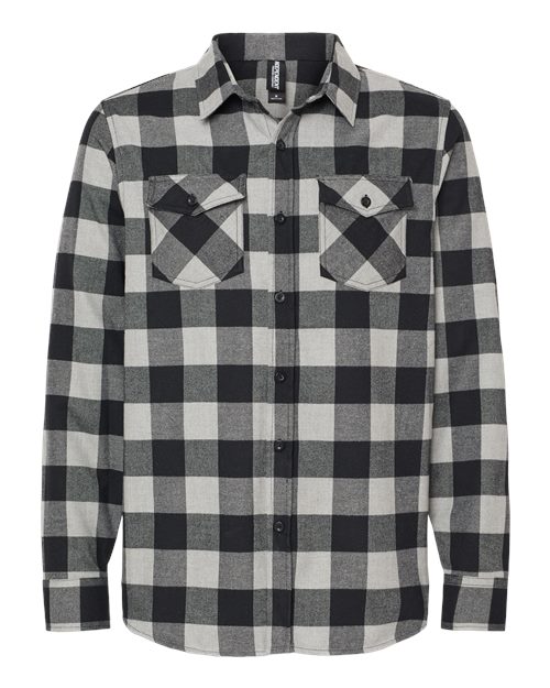 Unisex Flannel Shirt - Grey Heather/ Black Front