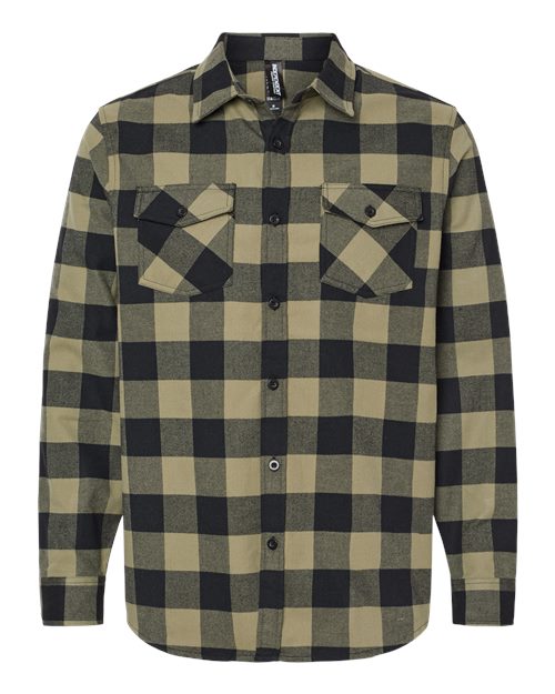 Unisex Flannel Shirt - Olive/ Black Front