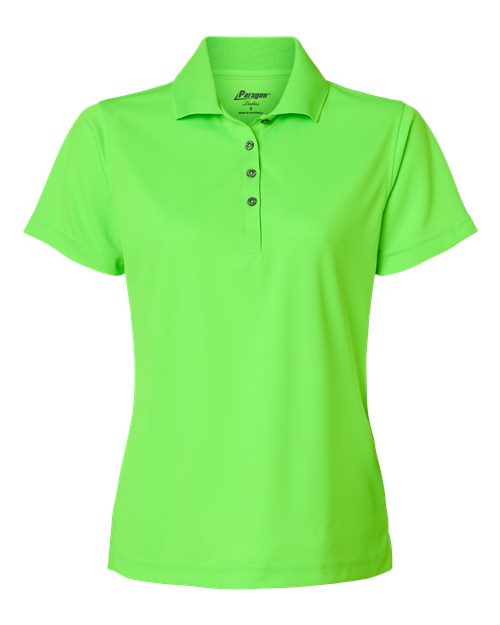 Women's Saratoga Performance Mini Mesh Polo - Neon Lime Front