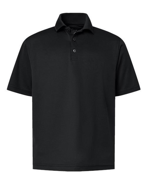 Youth Saratoga Performance Mini Mesh Polo - Black Front