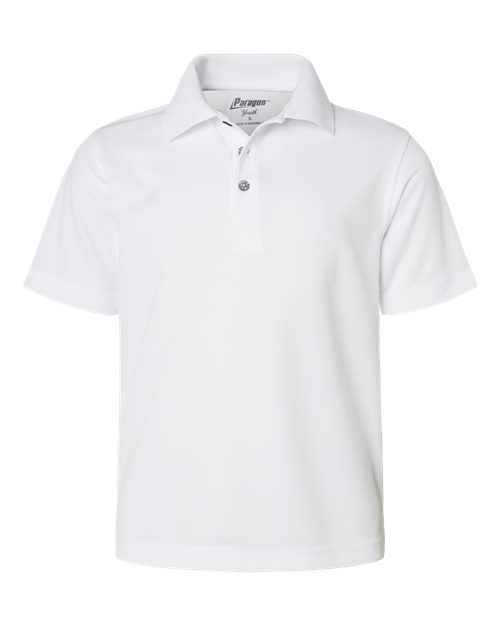 Youth Saratoga Performance Mini Mesh Polo - White Front
