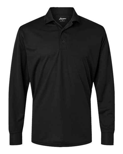 Men's Prescott Long Sleeve Polo - Black Front