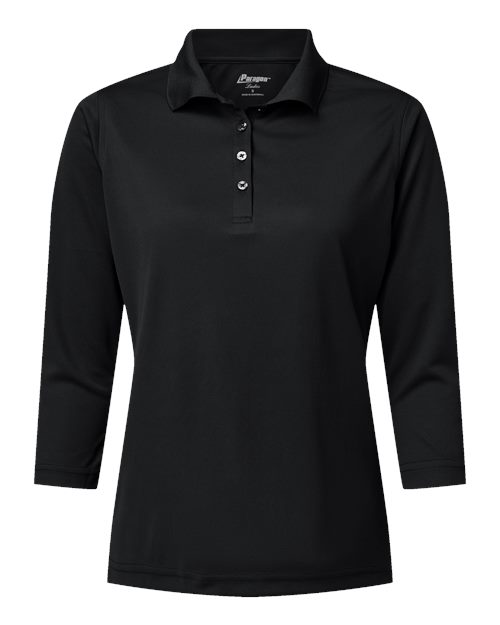 Women's Lady Palm Three-Quarter Sleeve Polo - Black Front