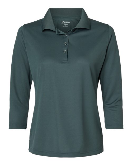 Women's Lady Palm Three-Quarter Sleeve Polo - Carbon Front