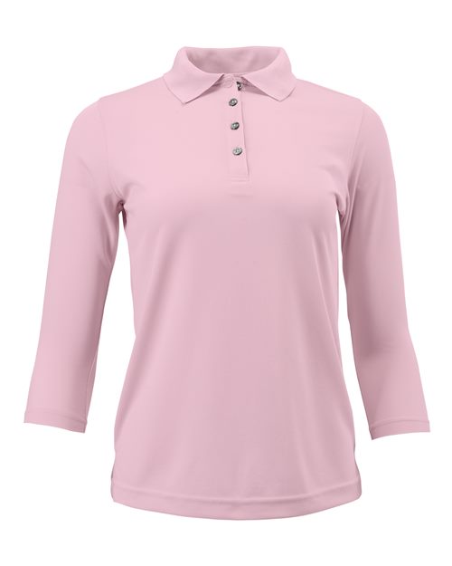 Women's Lady Palm Three-Quarter Sleeve Polo - Charity Pink Front