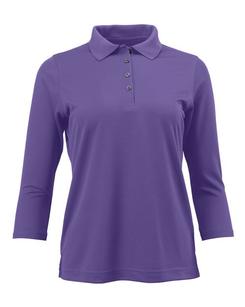 Women's Lady Palm Three-Quarter Sleeve Polo - Grape Front