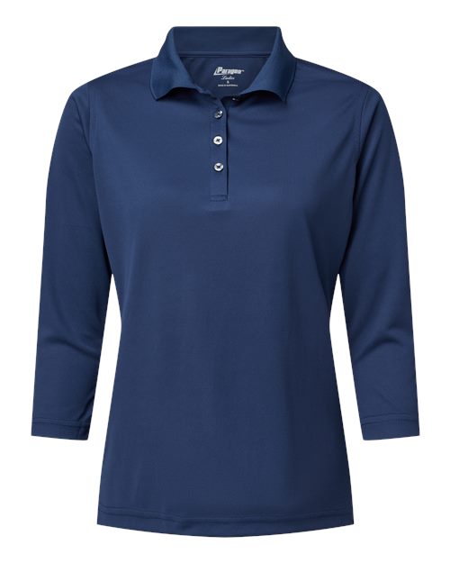 Women's Lady Palm Three-Quarter Sleeve Polo - Navy Front
