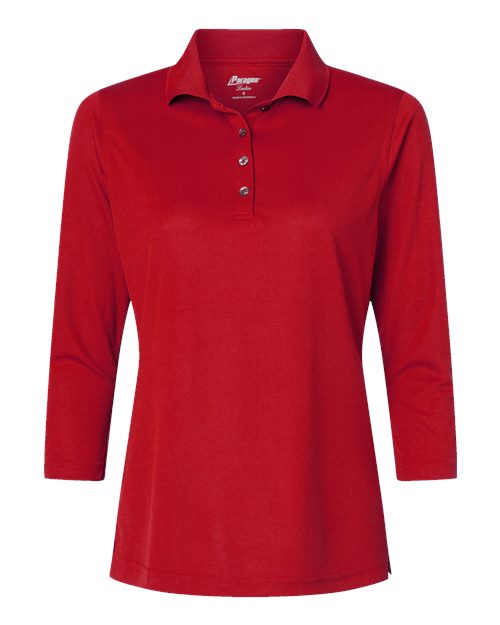 Women's Lady Palm Three-Quarter Sleeve Polo - Red Front