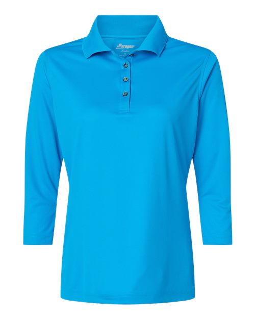 Women's Lady Palm Three-Quarter Sleeve Polo - Turquoise Front