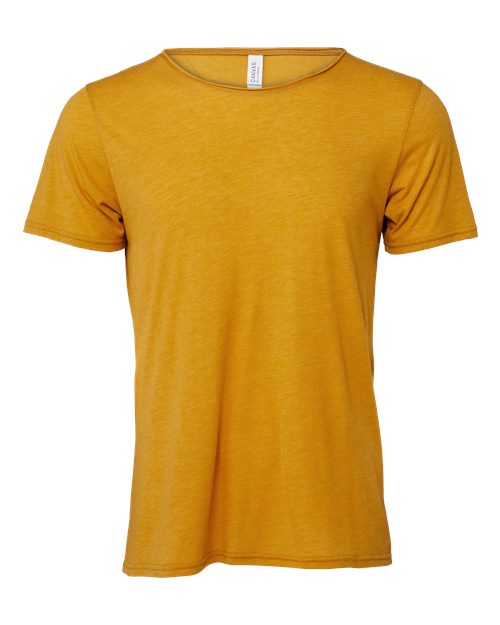 Unisex FWD Fashion Triblend Raw Neck Tee - Mustard Triblend Front