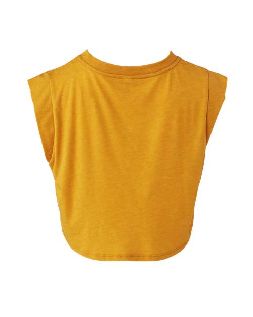 FWD Fashion Women's Festival Crop Tank - Mustard Triblend Back