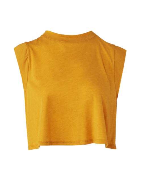 FWD Fashion Women's Festival Crop Tank - Mustard Triblend Front