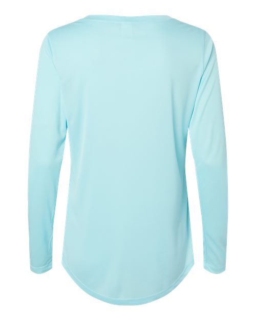 Women's Long Islander Performance Long Sleeve T-Shirt - Aqua Blue Back