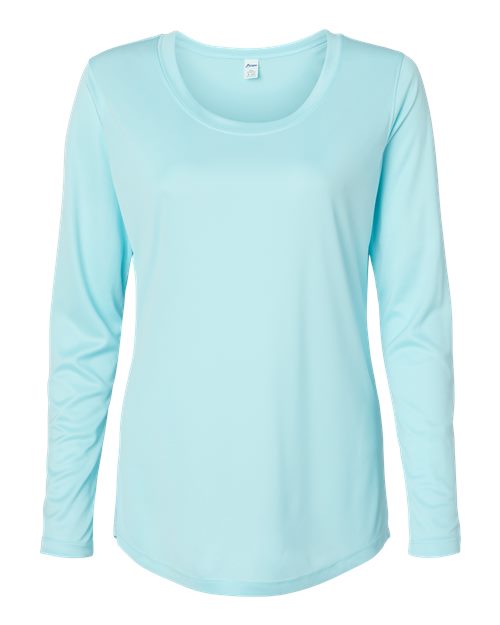 Women's Long Islander Performance Long Sleeve T-Shirt - Aqua Blue Front