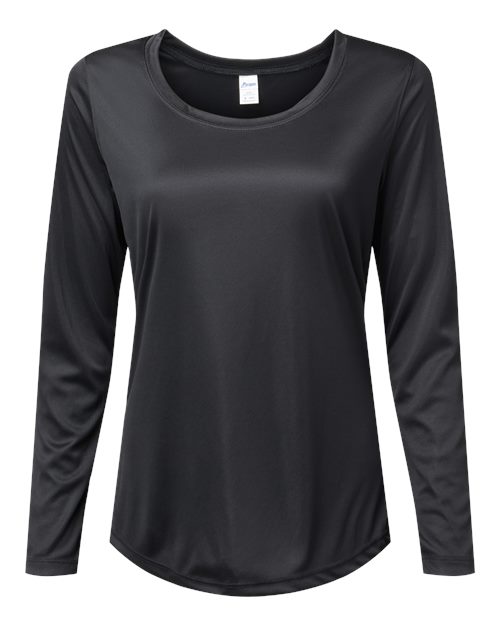 Women's Long Islander Performance Long Sleeve T-Shirt - Black Front
