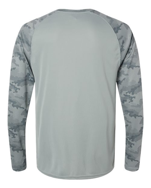 Unisex Cayman Performance Camo Colorblocked Long Sleeve T-Shirt - Medium Grey Back