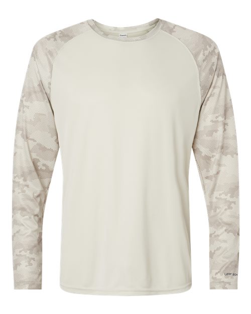 Unisex Cayman Performance Camo Colorblocked Long Sleeve T-Shirt - Sand Front
