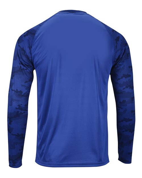 Unisex Cayman Performance Camo Colorblocked Long Sleeve T-Shirt - Royal Back