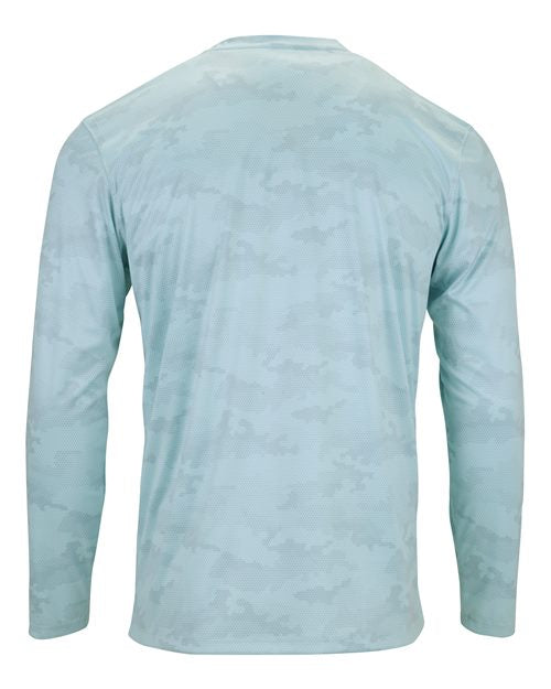 Unisex Pompano Performance Camo Long Sleeve T-Shirt - Aqua Blue Back
