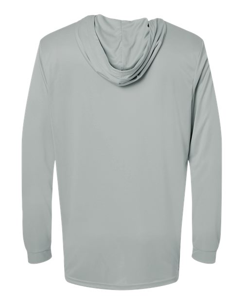 Unisex Bahama Performance Hooded Long Sleeve T-Shirt - Medium Grey Back