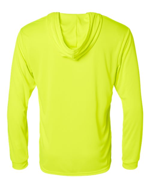 Unisex Bahama Performance Hooded Long Sleeve T-Shirt - Safety Green Back