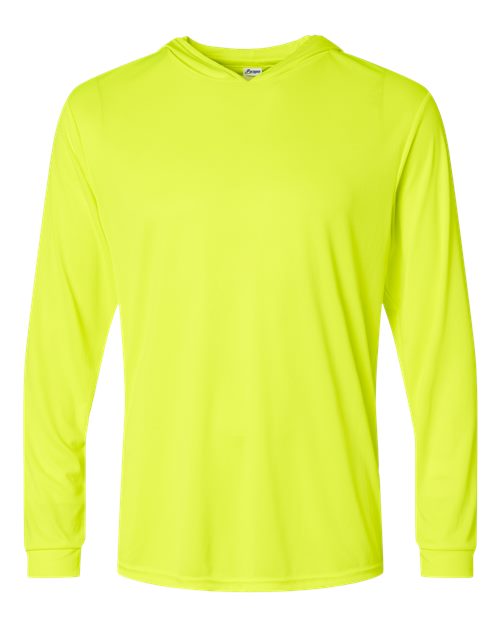 Unisex Bahama Performance Hooded Long Sleeve T-Shirt - Safety Green Front