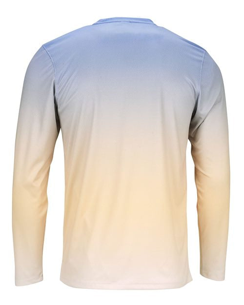 Unisex Barbados Performance Pin Dot Long Sleeve T-Shirt - Bimini Blue/ Peach Back