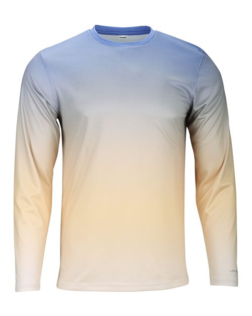 Unisex Barbados Performance Pin Dot Long Sleeve T-Shirt - Bimini Blue/ Peach Front
