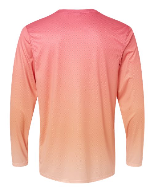 Unisex Barbados Performance Pin Dot Long Sleeve T-Shirt - Red/ Light Orange Back