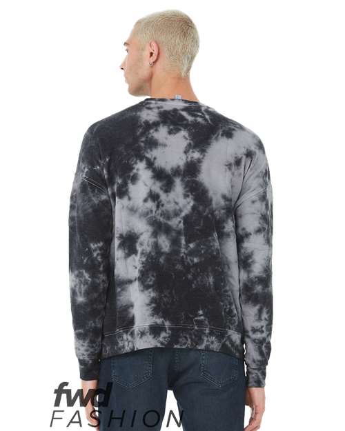 Unisex FWD Fashion Tie-Dyed Crewneck Sweatshirt - White/ Grey & Black Back