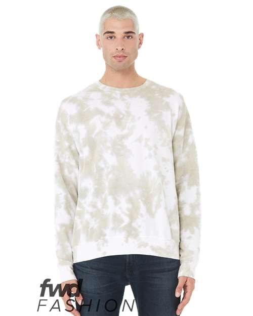 Unisex FWD Fashion Tie-Dyed Crewneck Sweatshirt - White/ Olive Oil Front