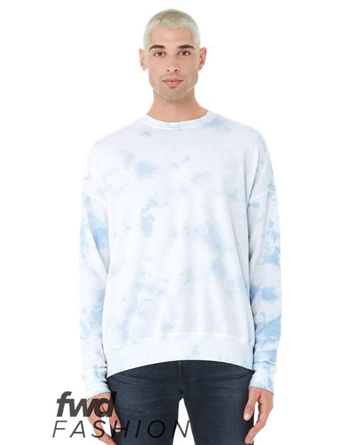 Unisex FWD Fashion Tie-Dyed Crewneck Sweatshirt - White/ Sky Blue Front